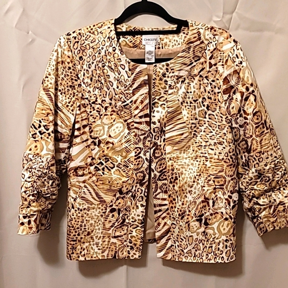 Chico's Animal Print Blazer Jacket sz 1(8)